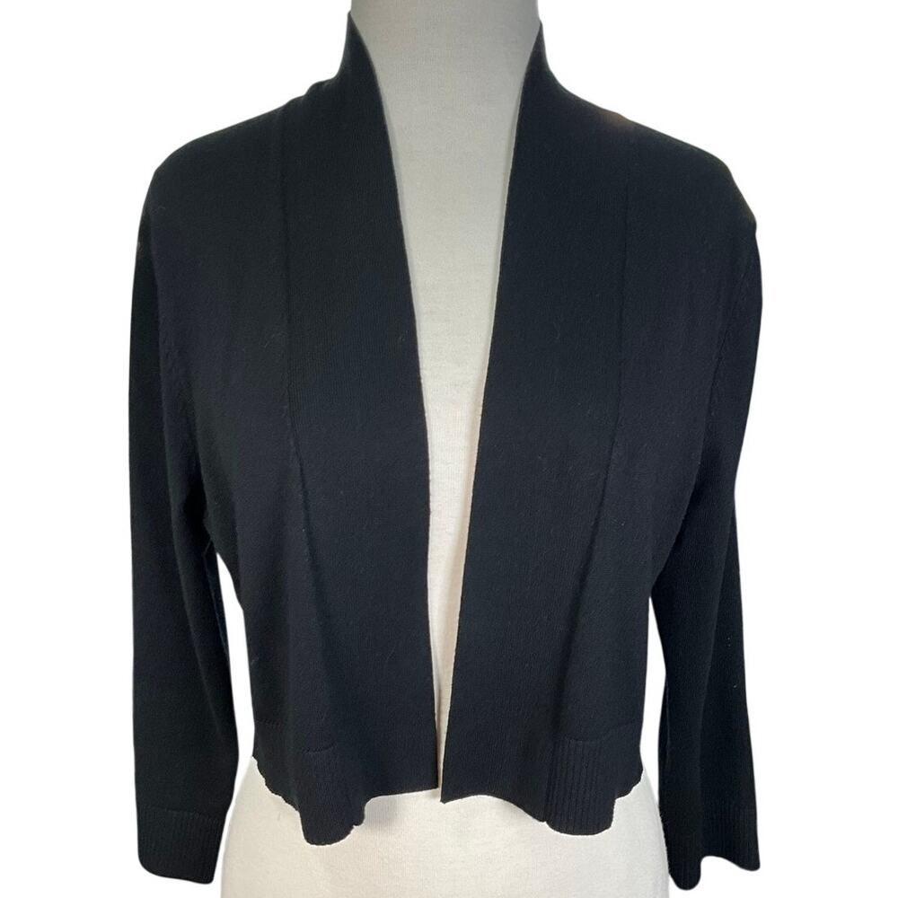 Calvin Klein Women’s Large Black Open Front Cardigan Sweater Rayon Blend Overlay